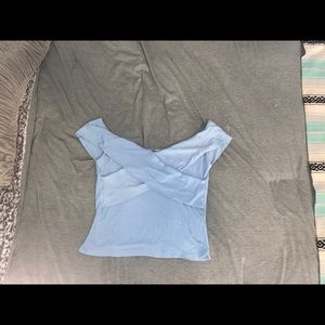 BLUE PRINCESS STYLE CROPPED SHIRT